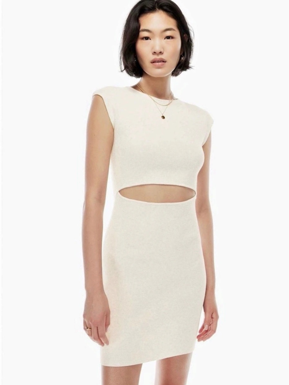 Aritzia Knit Mini Dress in cream